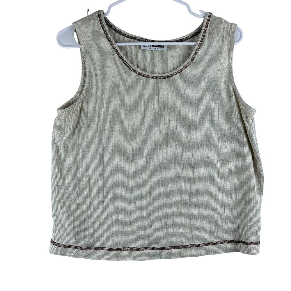 Vintage CM Shapes Crop Tank Women's Large Rayon Acetate Flax Blend Breathable